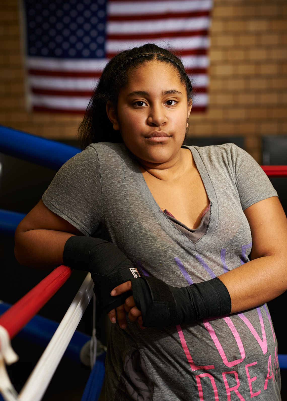 Sassy Teen Woman in Boxing Ring