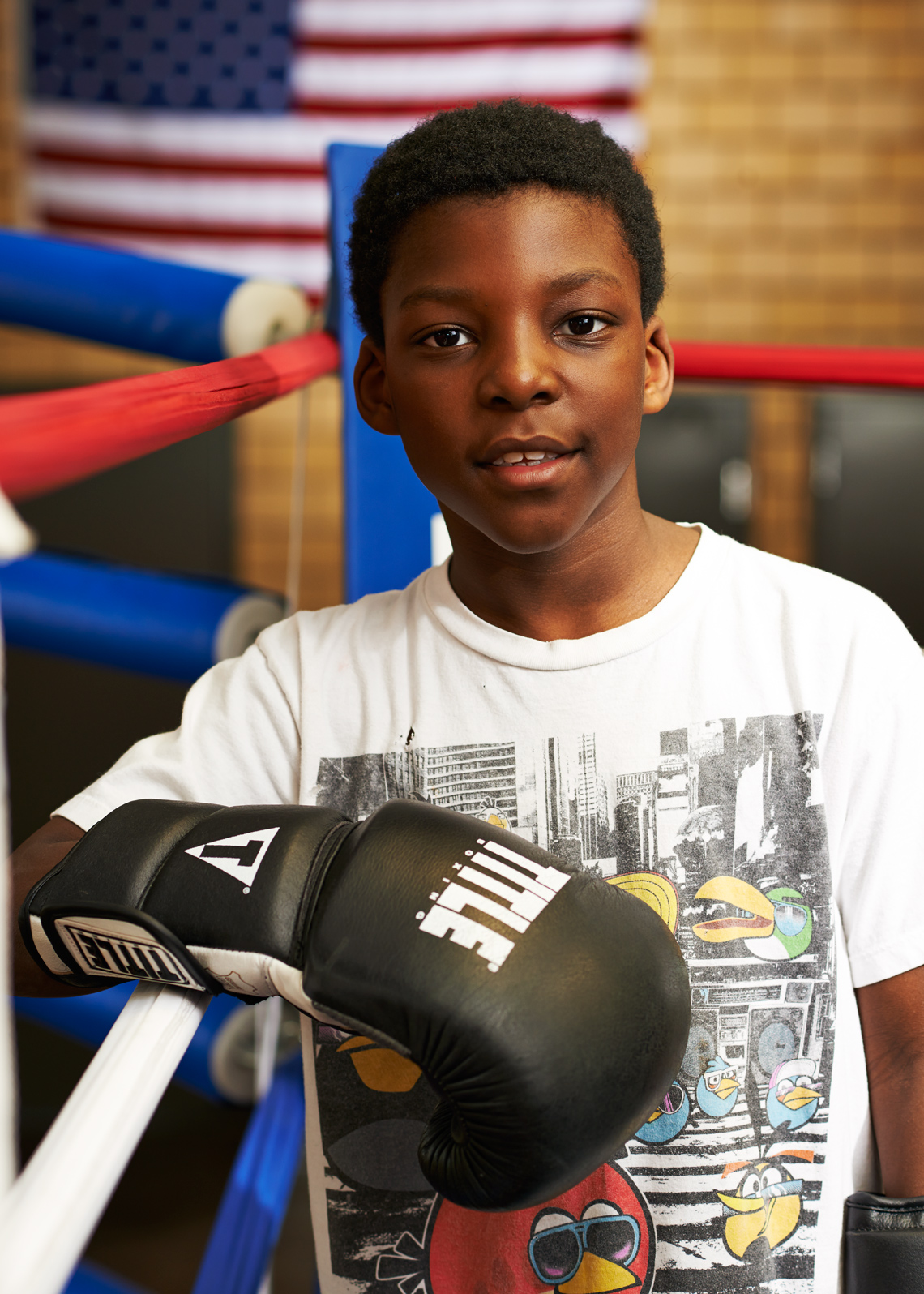 Young man in boxing gloves