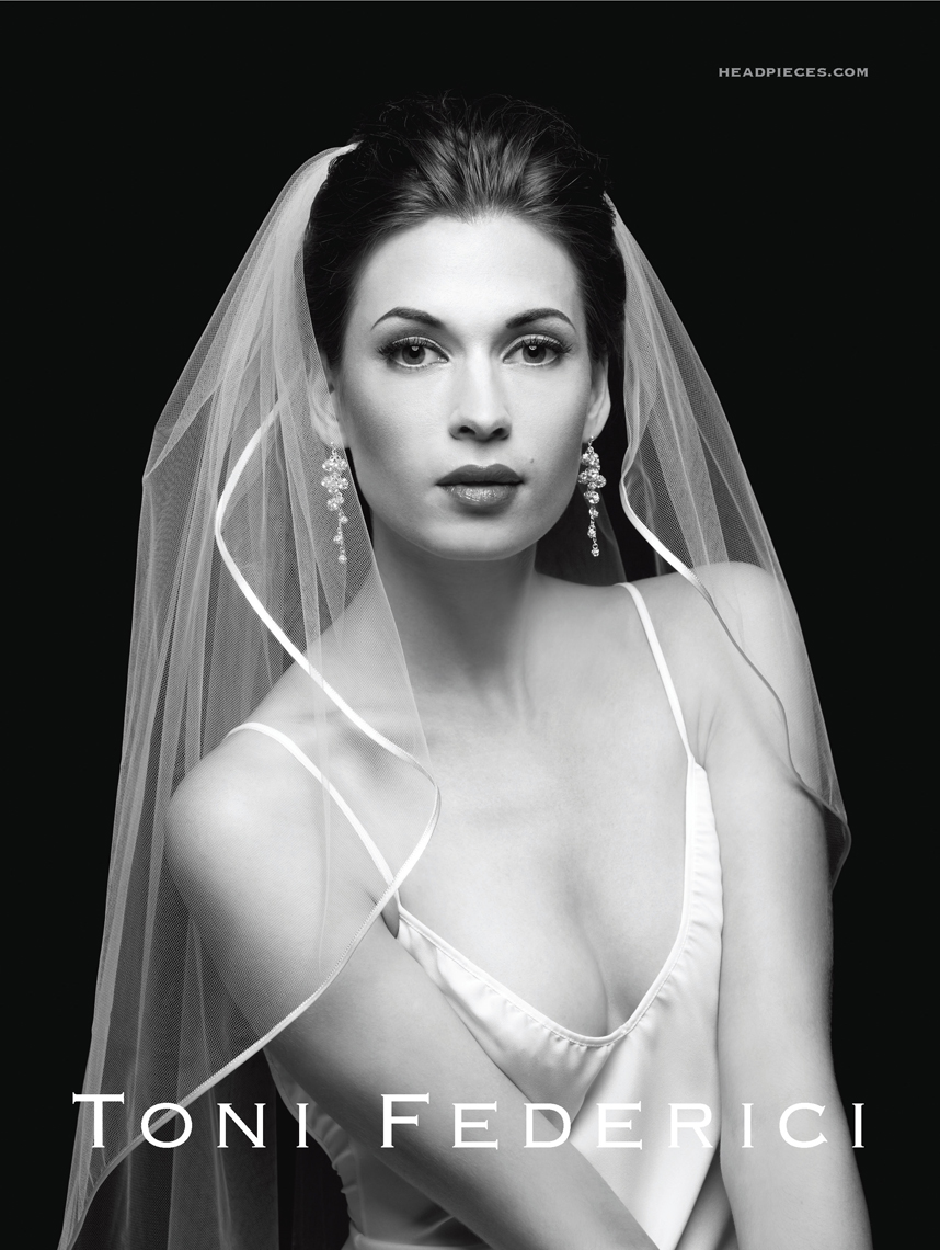 Black and White Woman Bride in Bridal Veil Tony Federicci Beauty