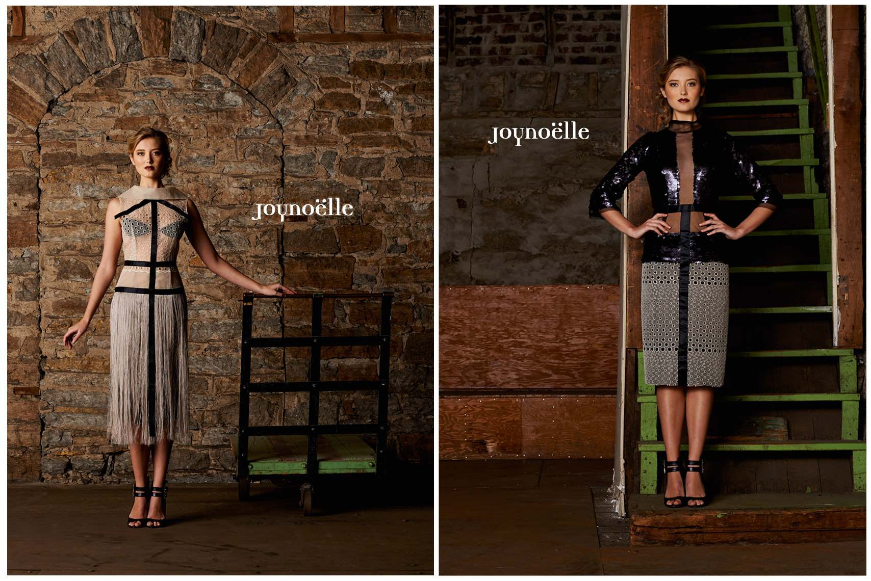 Joynoelle Fashion Beauty Gown Brick Wall Model