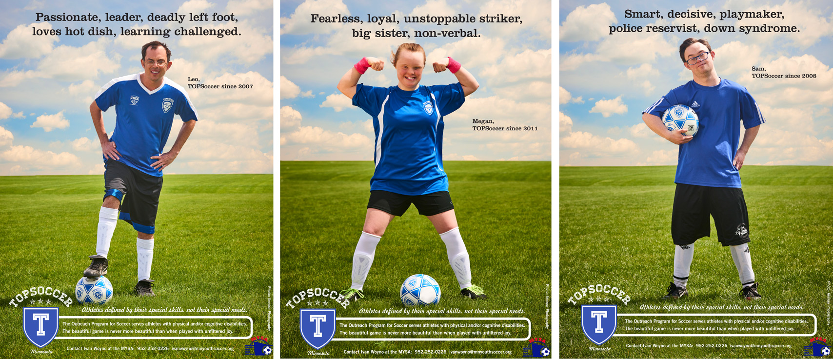 Top Soccer Down Syndrome woman on field soccer ball Strong